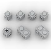 66 PCS Building Block Snot Bricks Bulk, 7 Styles Modified Bricks with Studs on Sides, Custom MOC 90-Degree Angle Parts Compatible with Lego Pieces (Light Gray)
