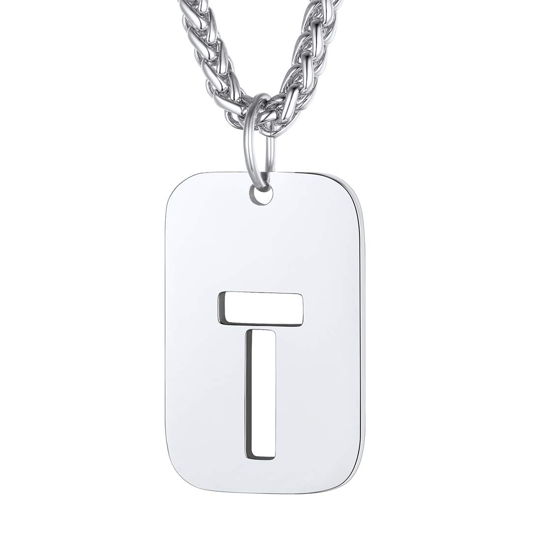 FindChic Mens Dog Tags Stainless Steel Initial Necklace for Women — image 1