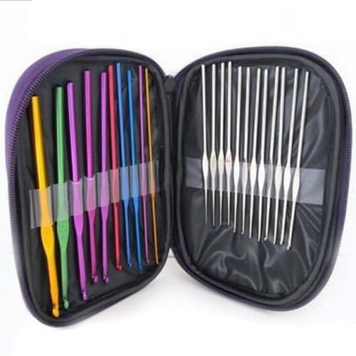 22pcs in 1 Multicolour Aluminum Crochet Hook Knitting Needle Weave Craft Yarn