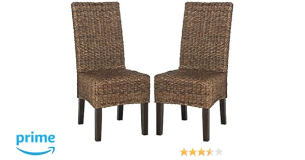 Safavieh Home Collection Avita Brown Wicker 18 Inch Dining Chair Set Of 2