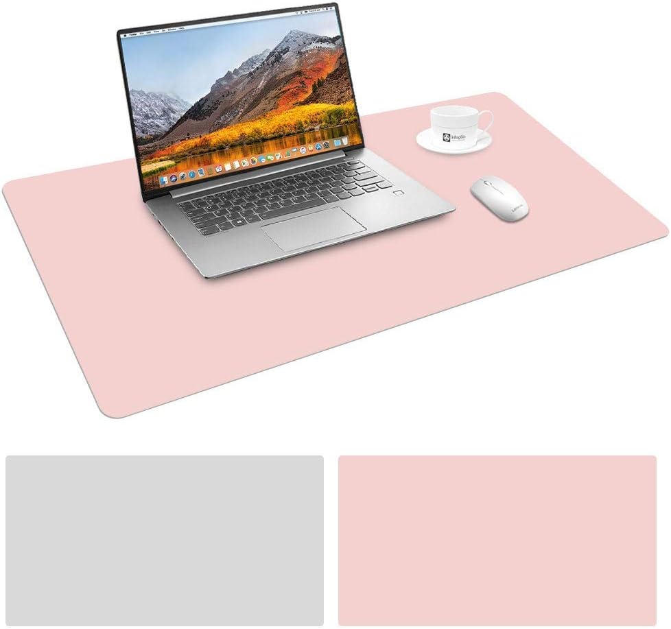 PU Leather Desk Pad,Dual Use Desk Writing Gaming Mat Waterproof Extended Mouse Pad Laptop Desk Mat Office Desk pad for Office and Home (Pink, 80x40cm(31.5"x15.8" in))