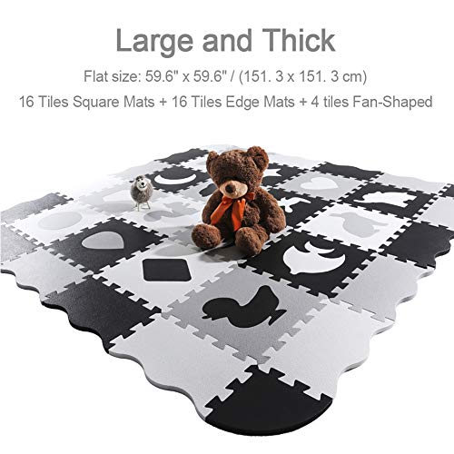 Superjare-36-Pieces-Baby-Play-Mat-056-Inch-Thick-Interlocking-Foam-Floor-Tiles-with-16-Patterns-Non-Toxic-Crawling-Mat-for-Playroom-Nursery-Neutral-Color-for-Infants-Baby-Toddler