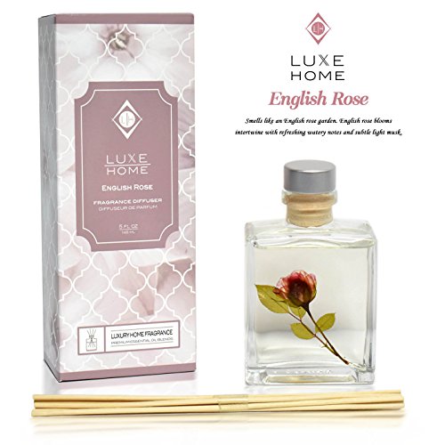 Luxe Home English Rose Fragrance Reed Diffuser Sticks Set Beautiful Home Decor Scented Room