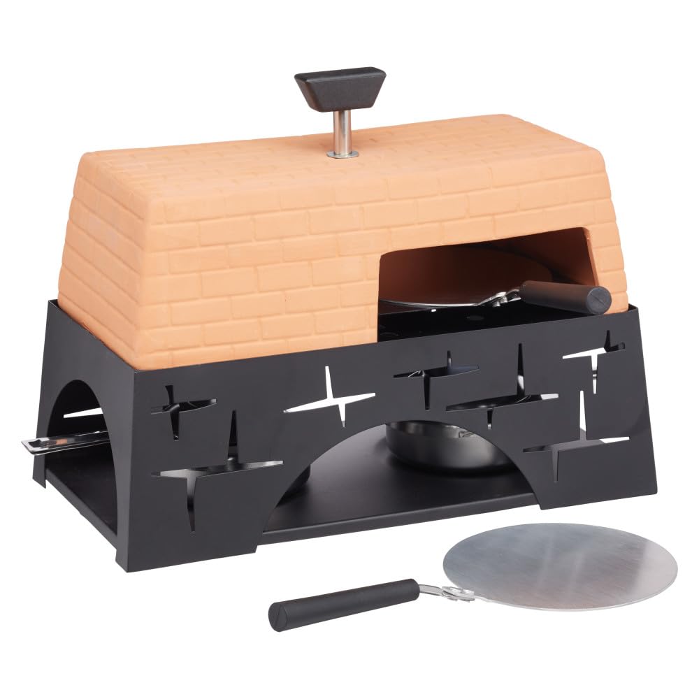 Artesà Table Top Pizza Oven in Gift Box, For Mini Pizzas and Garlic Breads, 27 x 15 x 22cm, Terracotta and Metal