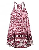 Bluetime Women's Vintage Sleeveless Slip Dress with Spaghetti Straps (M, Red)