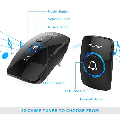 2 Wireless+Doorbell+TeckNet+Waterproof+Operating