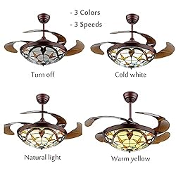 Panda Lighting 42" Tiffany Style Ceiling Fan with