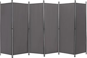 ACTREY Room Divider Folding Privacy Screen, 6 Panel 6 ft Tall Extra Wide Partition Foldable Panel Wall Divider (Grey)