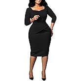 Bodycon Pencil Dress for Women Elegance Church Dresses Midi Teacher Office Modest Business Wear to Work Suiting Outfits