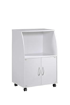 Hodedah Mini Microwave Cart with Storage Shelf and Two Doors