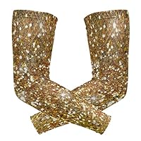 ONELUCA 1 Pair Sparkle Glitter Gold Background Sports Compression Arm Sleeves UV Protection Cooling Sleeves for Youth Men Women Football Baseball Basketball Outdoors