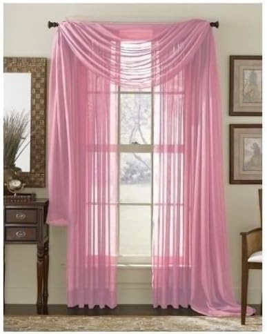 2 Pc Pink Sheer Window Treatment Curtains Panels Drapes 95" L X 55" W