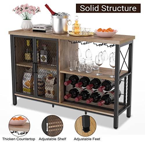 Liquor Cabinet Bar for Home, Wine Cabinet Adjustable Inner Board Multifunctional for Home, Bar, Living Room