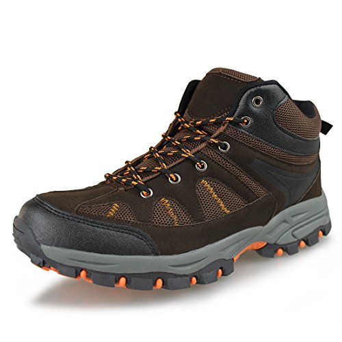 Hawkwell Men's Outdoor Hiking Boots Trekking Backpacking Shoes, Brown PU, 8.5 M US (Best Backpacking Shoes For Men)