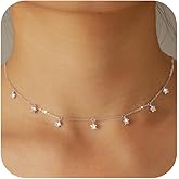 XAYAH Valentine Gifts Dainty Lucky Leaf Necklace for Women 925 Sterling Silver Trendy 14K Gold Plated Cute White CZ Flowers Pendant Choker Necklaces to Daughter Mom Stackable Chain Wedding Prom Brides Jewelry