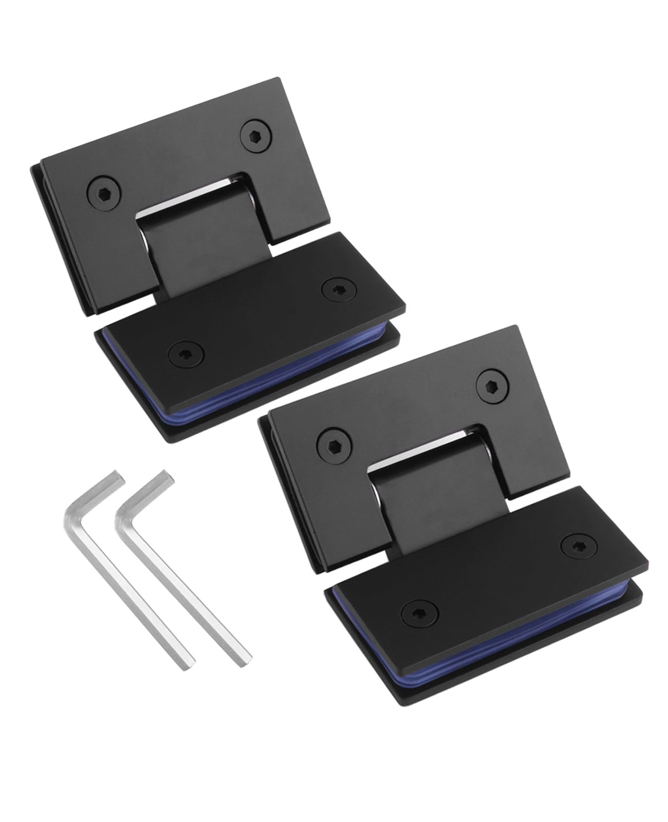 WANLIAN 135 Degree Shower Screen Hinges,Heavy Duty Frameless Shower Door Hinges Replacement Parts Shower Room Installation Accessories,Stainless Steel Bathroom Gate Clamp for 3/8" to 1/2"Glass, Black