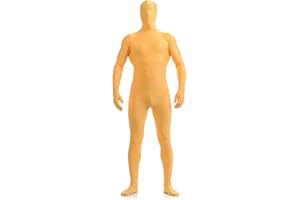 LEEMQCYA Men's Yellow Full Body Unitard with Mask Long Sleeve Zipper Back Jumpsuit One Piece Bodysuit Second Skin Dancewear, 