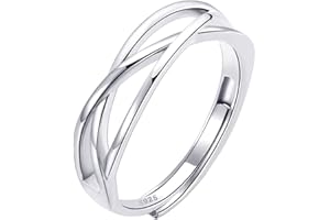 OOOPEL Sterling Silver Adjustable Ring S925 Silver Rings for Women Cubic Zirconia Twist Love Knot Dainty Ring Silver Minimalist Open Finger Rings Silver Thumb Sterling Silver Ring