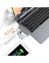 Rybozen USB Tipo C Aluminio Hub, Type C Adaptador con Thunderbolt 3, USB C Portar, Lector de tarjetas MicroSD y SD, USB 3.0, para MacBook Pro de 13 pulgadas y 15 pulgadas 2016 2017 2018