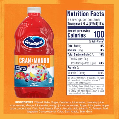 OCEAN SPRAY CRAN-MANGO JUICE DRINK, 64 OUNCE BOTTLE