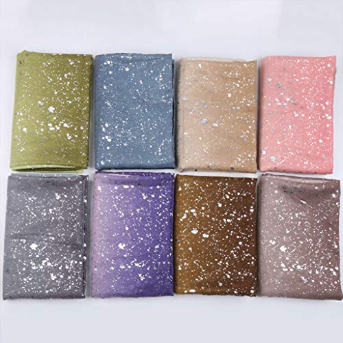 MEIYIN Womens Cotton Linen Gradient Scarf Silver Foil Sequins Bandana Shawl Headscarf - Thumbnail 5