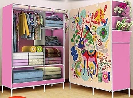 Lukzer Clothes Storage Wardrobe With 6 Shelves Side Pockets