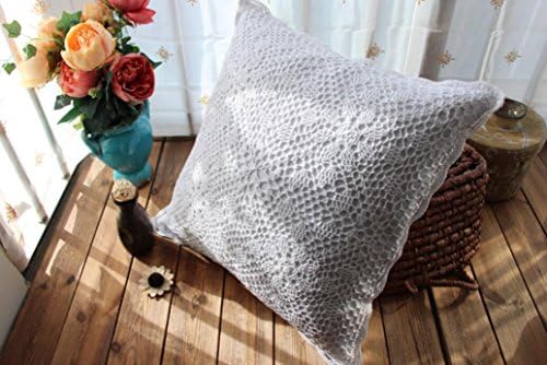 XIULIHUI Vintage Americian Countryside Vintage Style Handmade Pillow Cover Knitted Crochet Linen Pillow Sham 2 Pieces (18x18 inches)