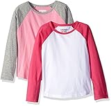 Limited Too Big Girls' 2 Pack: Long Sleeve Baseball T-Shirt, Fuchsia/White/Light Pink/Medium Heather Grey, 7/8