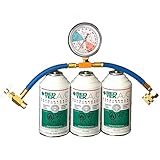 3 Cans - REDTEK A/C Refrigerant (6 Ounce Can) with Gauge Hose