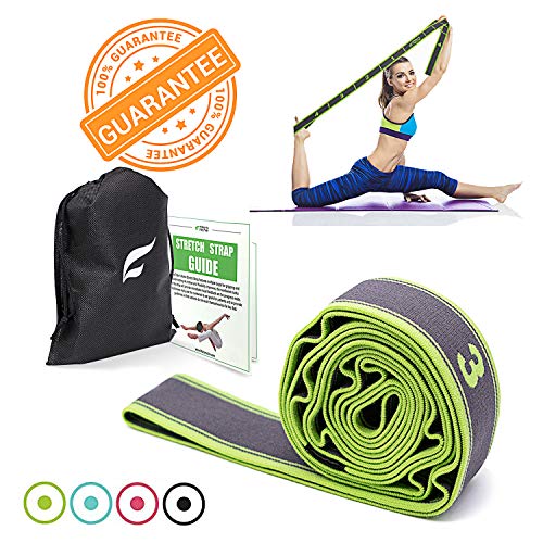 Exercise Resistance Band, High Elastic Resistant 9 Loops Yoga Stretching Strap, Ideal for Tone Muscles Dancer Gymnast Warm up Rehab Physical Therapy Recovery Flexibility Hamstring, Free Bag and Guide