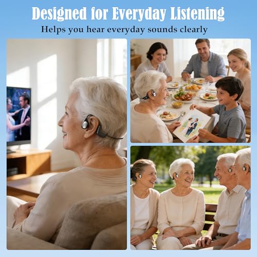 Bone Conduction Personal Sound Amplifier - Open-Ear Design for Comfortable Daily Use, Ultra Lightweight 25g, Up to 10-Hour Battery, IPX5 Water Resistant, No Bluetooth