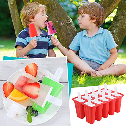 Silicone Popsicle Molds With Sticks & Accessories - 12 Cavity BPA-Free Ice Pop Maker Kit (Red) - View #2