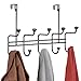 mDesign Decorative Metal Over Door 10 Hook Storage Organizer Rack - for Coats, Hoodies, Hats, Scarves, Purses, Leashes, Bath Towels, Robes, Men's and Women's Clothing - Black Chrome