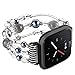Anjoo Bands for Fitbit Versa/Fitbit Versa Lite Edition Smart Watch, Fashion Jewelry Elastic Stretch Pearl Bracelet Replacement Women Girls Strap Bands for Fit bit Versa Smartwatch - Black/Grey