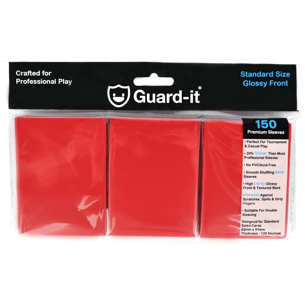 Guard-it - 150 Red Standard Size Trading Card Sleeves - Premium Deck Protectors for Pokemon, Magic: The Gathering & Lorcana