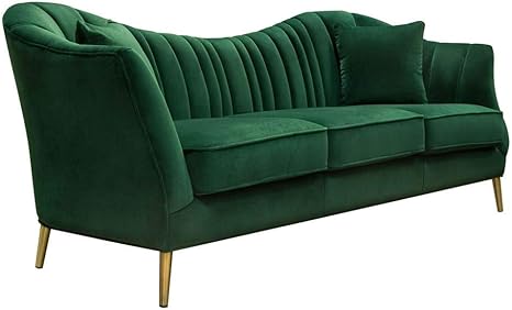 ava sofa in emerald green velvet w gold