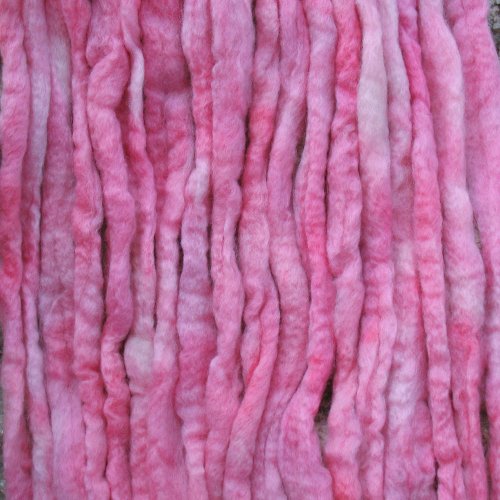 Wool Roving Craft Fiber. Hand Dyed Soft BFL Wool Top. Pre-drafted for easy Hand Spinning, Needle Felting, Wet Felting, Weaving, Embellishments, and Felted Soap. 1 Ounce, Aqualon Pink