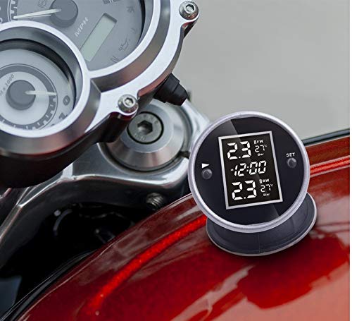 SYKIK Rider SRTP340 Wireless tire Pressure Monitoring System and Clock for Motorcycles with 1.5" Monitor. Check Your tire Pressure While Riding (SRTP340)