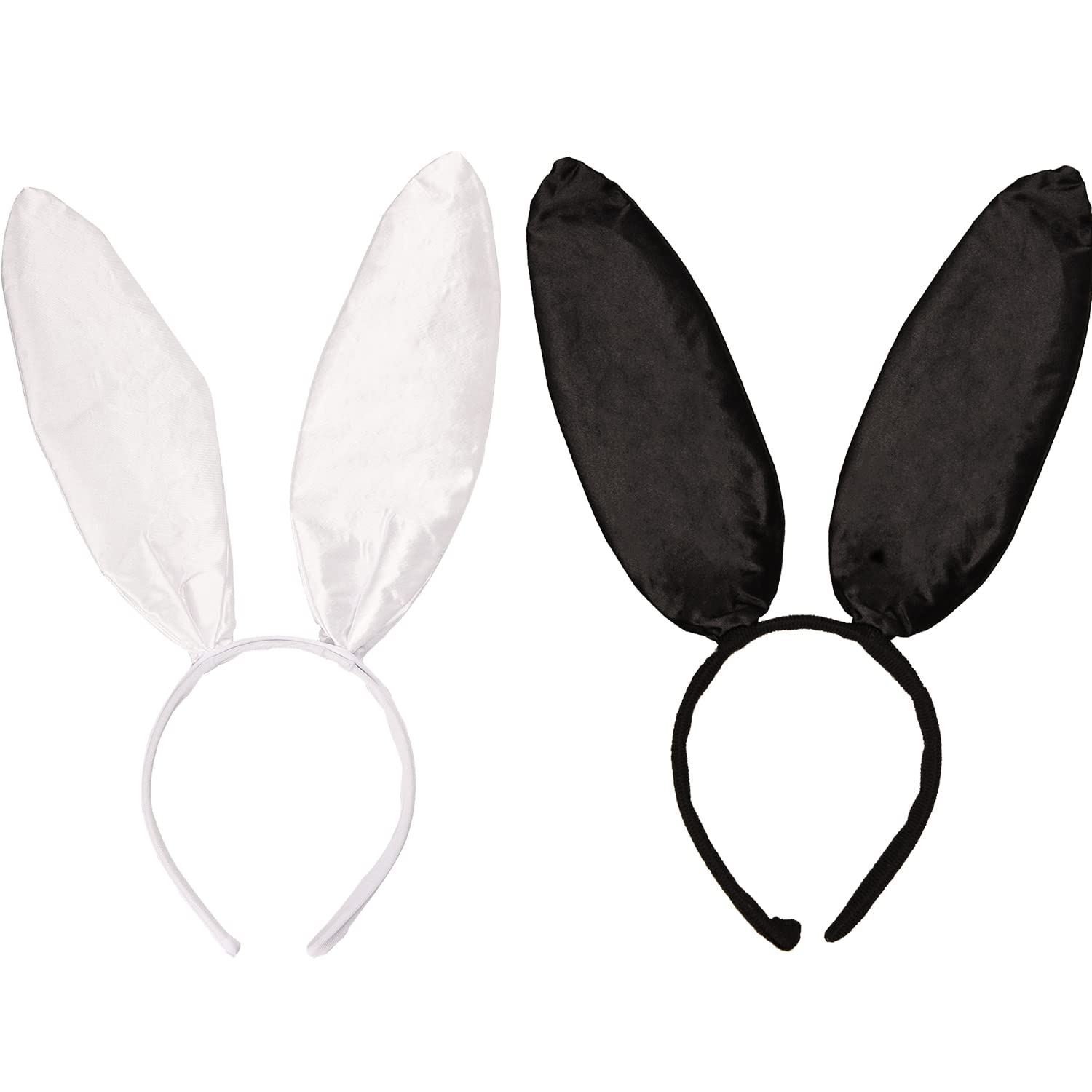 NAUZE 2 Pieces Bunny Ears Headband Black and White Rabbit Ear Hair Hoop Halloween Easter Masquerade Party Rabbit Ear Costume Accessories