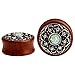 KUBOOZ(1 Pair) Vintage Wood Opal Center Flower Ear Plugs Tunnels Gauges Stretcher Piercings