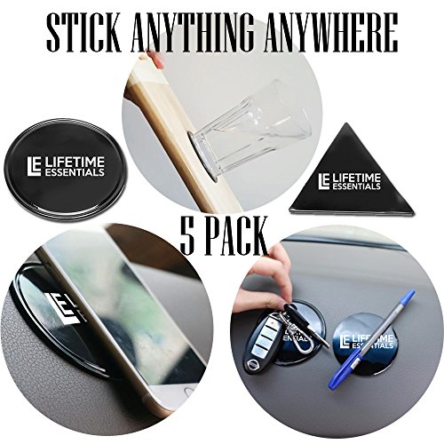Premium Fixate Cell Pads by Lifetime Essentials [5 PACK], Sticky Highest Quality GEL Pads - Sticks to Glass, Mirrors, Whiteboards, Metal, Kitchen Cabinets or Tile, Car and more - GET STICKING NOW!