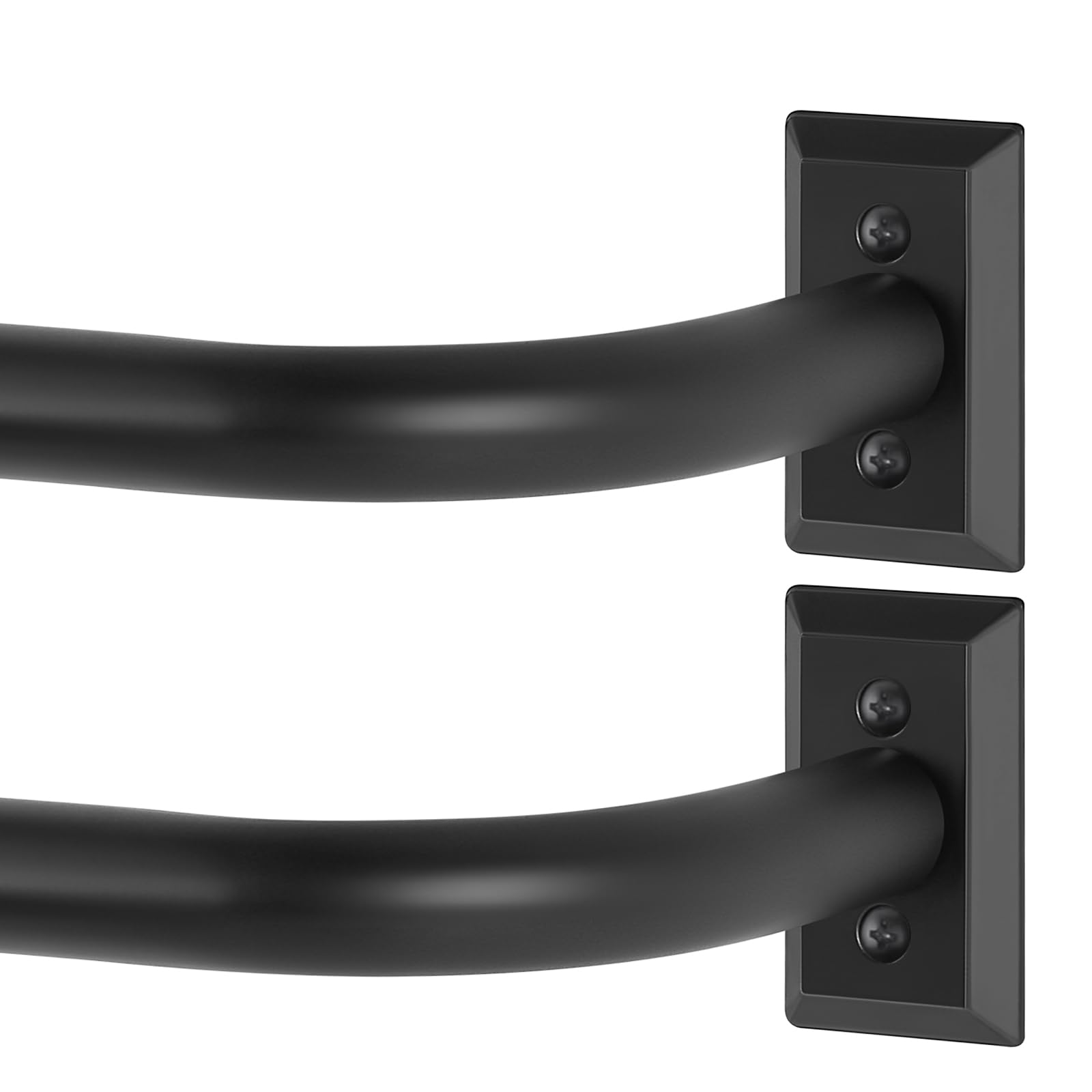 TVWOO Black Wrap Around Curtain Rods 2Pack:Blackout Adjustable Window Curtain Rod,Room Darkening Heavy Duty Curved French Metal Single Drapery Rods for Bedroom Kitchen Easy Install,Matte Black 48-90"