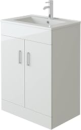 VeeBath Sphinx 600mm Free Standing Vanity Unit & Rectangular Sink White
