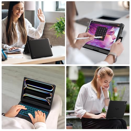 typecase Touch Keyboard Case for iPad Pro 11-inch (M5/M4, 2025/2024) - Multi-Touch Trackpad, 360° Rotatable, 11 Color Backlight, Thin & Light, Black
