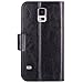 Samsung Galaxy S5 Wallet Case, True Color [Card Holder PRO] Premium Leatherette Magnetic Folio Wallet Purse Case Cover for Galaxy S5 i9600 - Black