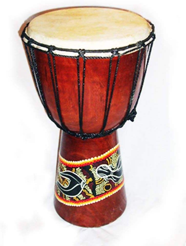 50 cm Tambour Bongo Djembe Sculpté Main One Pièce de Bois DotPeint