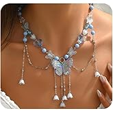 Quivox Dainty Butterfly Choker Necklace for Women Vintage Purple Beaded Fairy Necklaces Cute Small Flower Pendant Necklaces Trendy Y2k Vacation Jewelry
