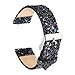 KuToo Replacement for Gear Sport/S2 Classic Bands, Leather Glitter Wristband Band for Samsung Gear Sport/S2 Classic/Garmin VivoActive 3/20mm Smart Watches (3D Glitter Black)