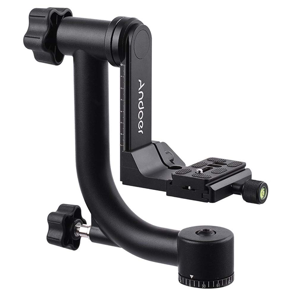 Andoer Heavy Duty Gimbal Head Tripod Head with Arca Swiss Quick Release Plate - Aluminum Alloy, DSLR Max. Load 30Lbs/13.6Kg