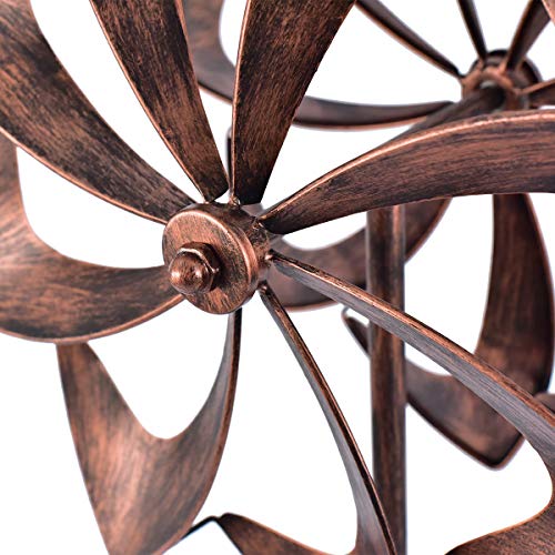 WinWindSpinner 16 Inch Diameter Wind Spinner - Bronze Kinetic Garden Windspinner - Decorative Lawn Ornament Wind Mill - Unique Outdoor Lawn and Garden Décor